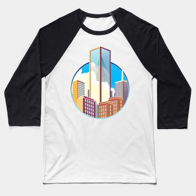 City Skyline Baseball T-Shirt by nickemporium1